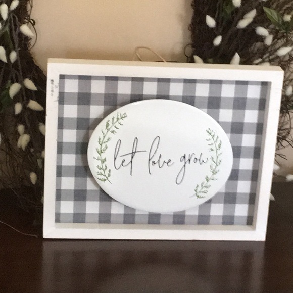 Other - Modern Farmhouse Buffalo Check Wood & Enamel Sign